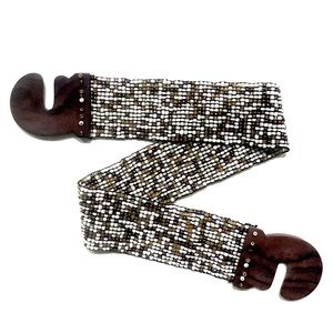 1970’s Wide Beaded Belt with Wood Closure